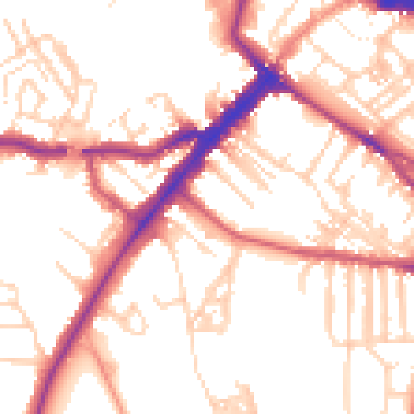 Daytime road noise heatmap for YO24 1DD