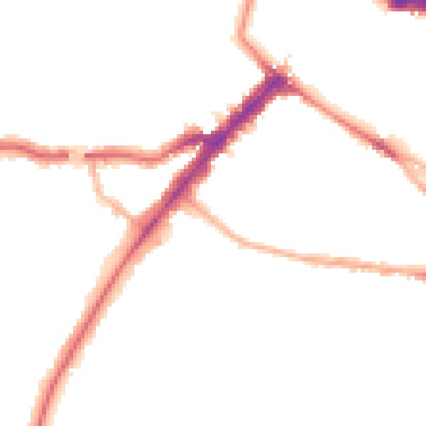 Night-time road noise heatmap for YO24 1DD