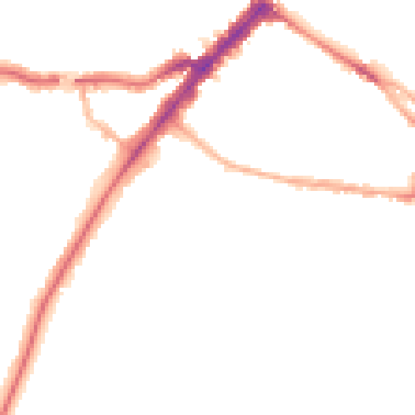 Night-time road noise heatmap for YO24 1DE