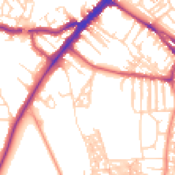 Daytime road noise heatmap for YO24 1DF