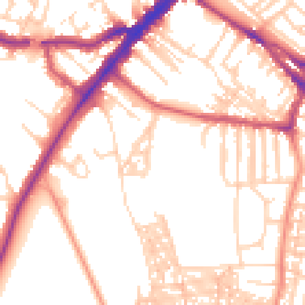 Daytime road noise heatmap for YO24 1DG
