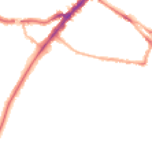 Night-time road noise heatmap for YO24 1DG