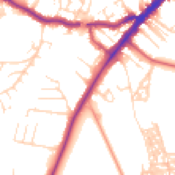 Daytime road noise heatmap for YO24 1DH