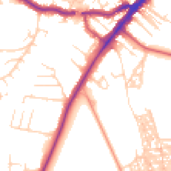Daytime road noise heatmap for YO24 1DJ