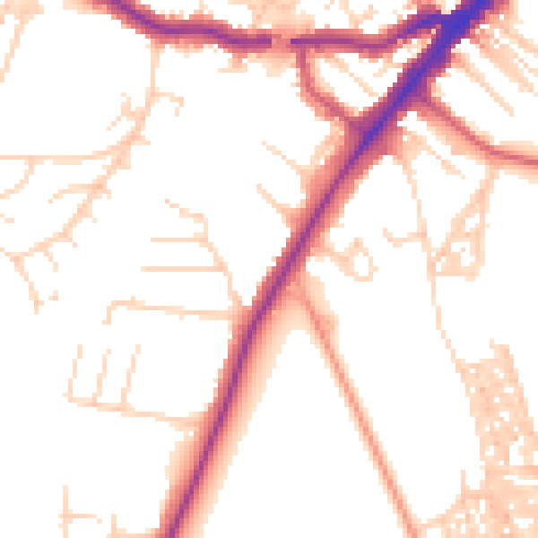 Daytime road noise heatmap for YO24 1DL