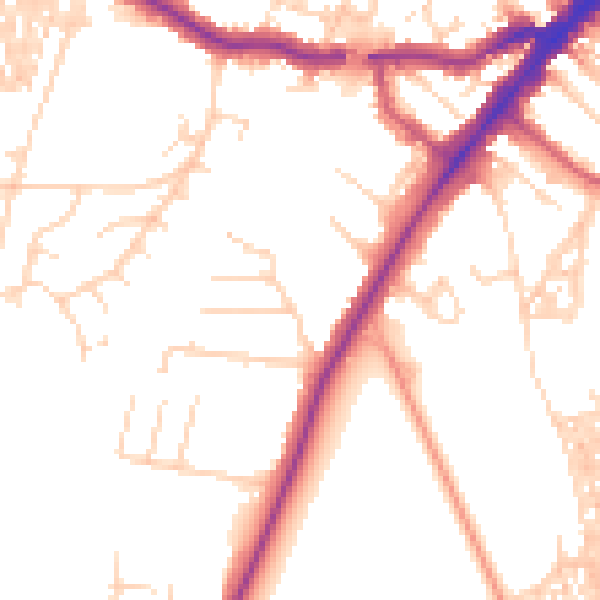 Daytime road noise heatmap for YO24 1DN
