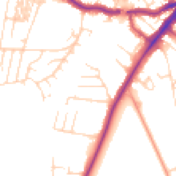 Daytime road noise heatmap for YO24 1DP