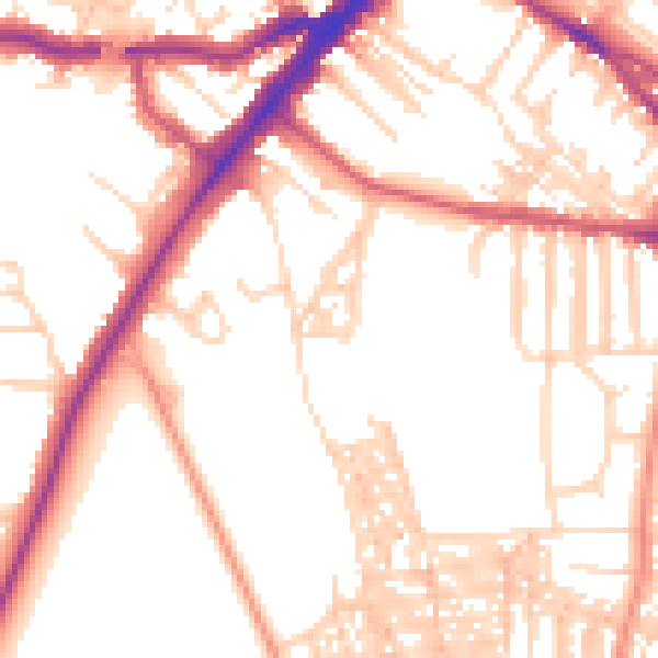 Daytime road noise heatmap for YO24 1DQ