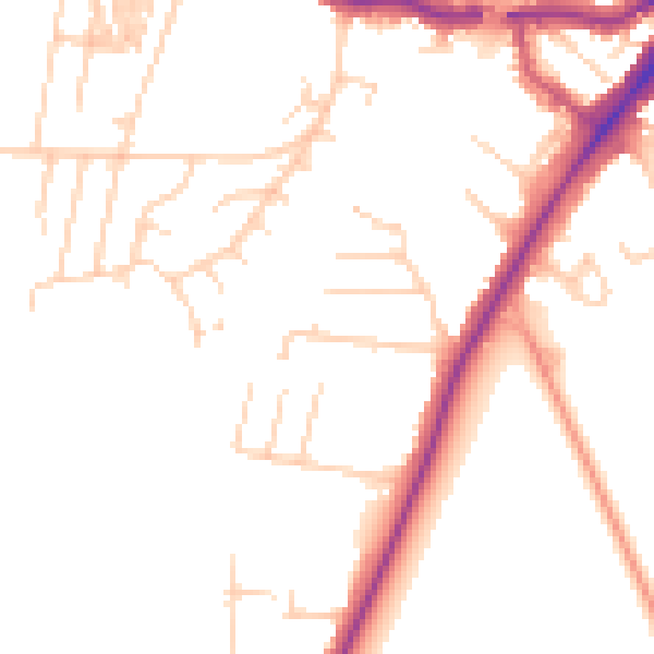 Daytime road noise heatmap for YO24 1DR