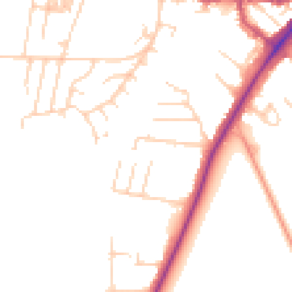Daytime road noise heatmap for YO24 1DT