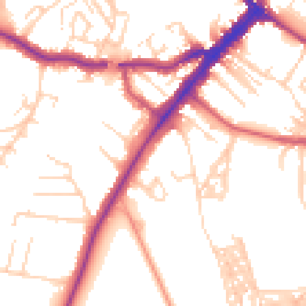 Daytime road noise heatmap for YO24 1DU