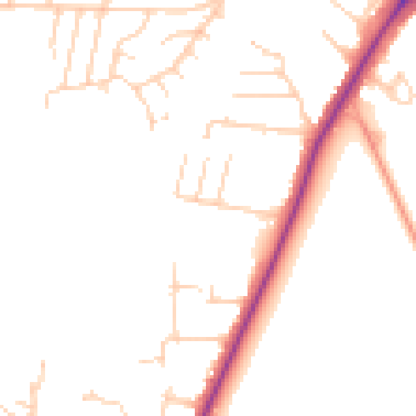 Daytime road noise heatmap for YO24 1DY