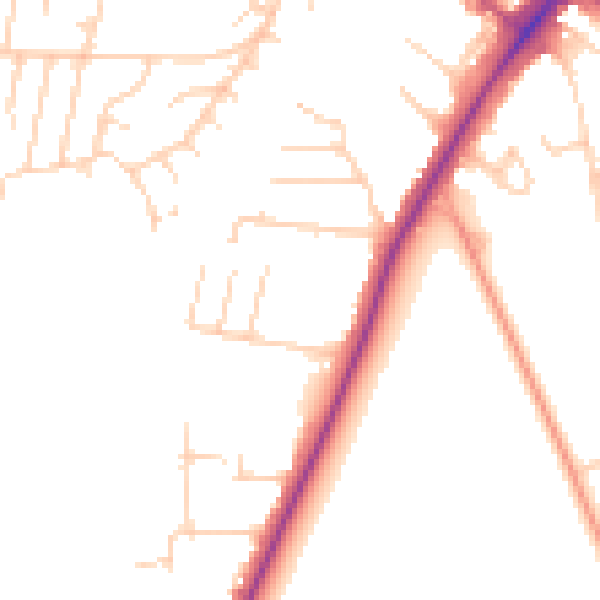 Daytime road noise heatmap for YO24 1DZ