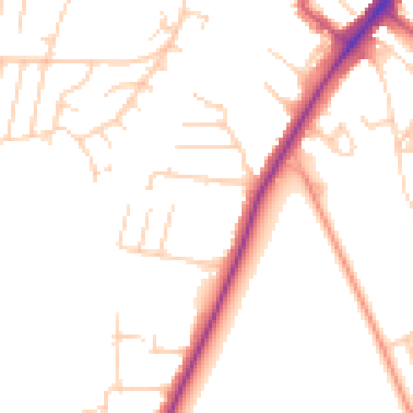 Daytime road noise heatmap for YO24 1EA