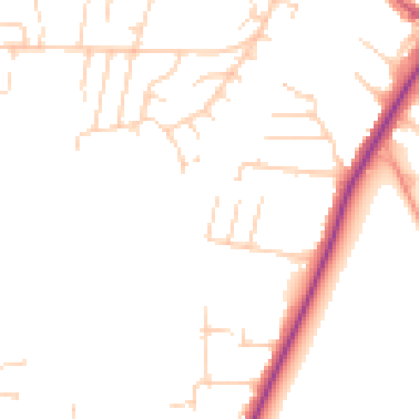 Daytime road noise heatmap for YO24 1EB