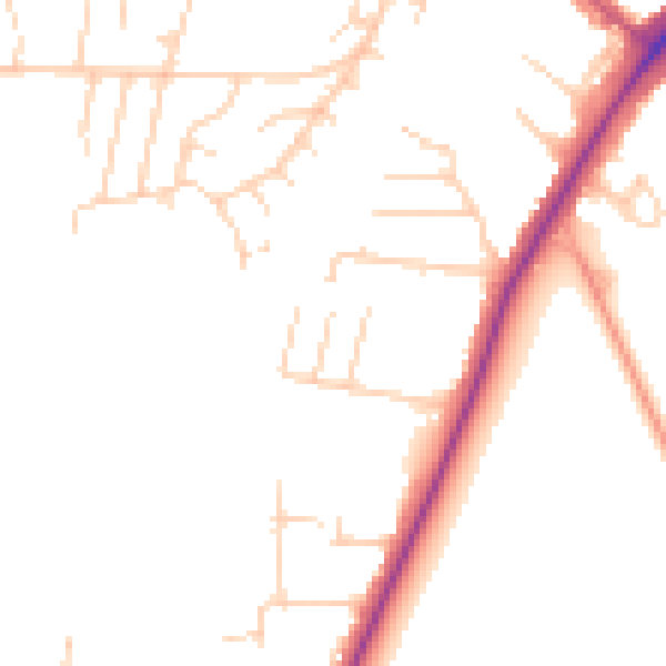 Daytime road noise heatmap for YO24 1ED