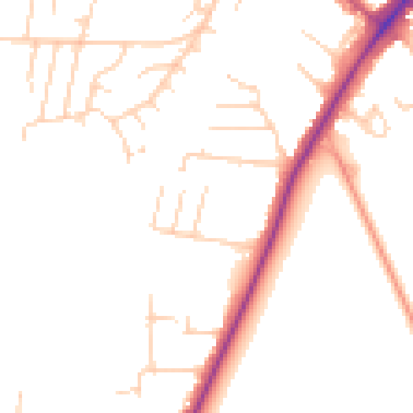 Daytime road noise heatmap for YO24 1EE