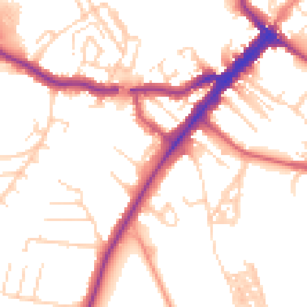 Daytime road noise heatmap for YO24 1EF