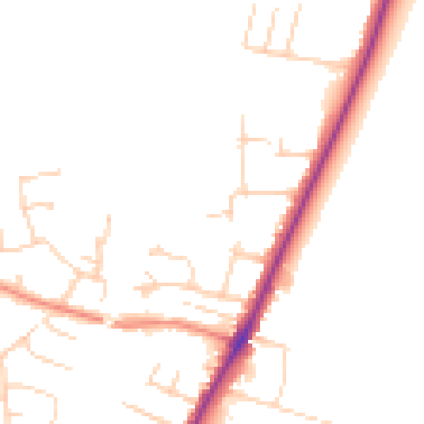 Daytime road noise heatmap for YO24 1EG