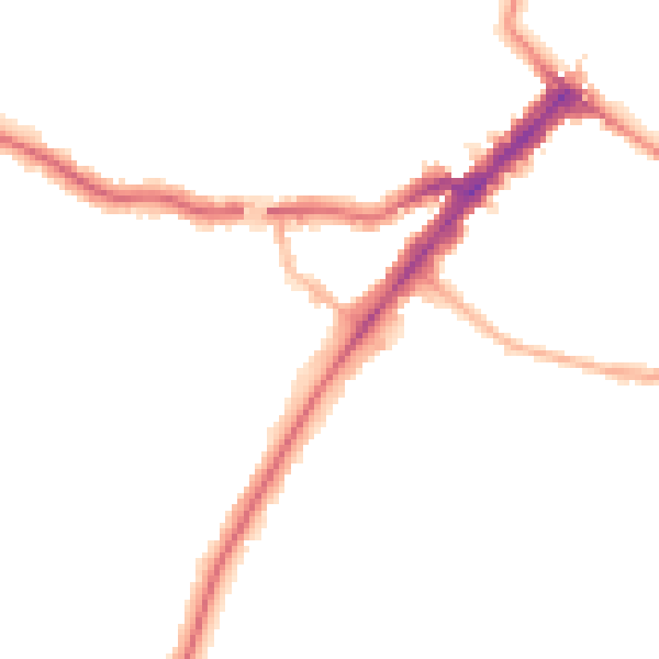 Night-time road noise heatmap for YO24 1EJ