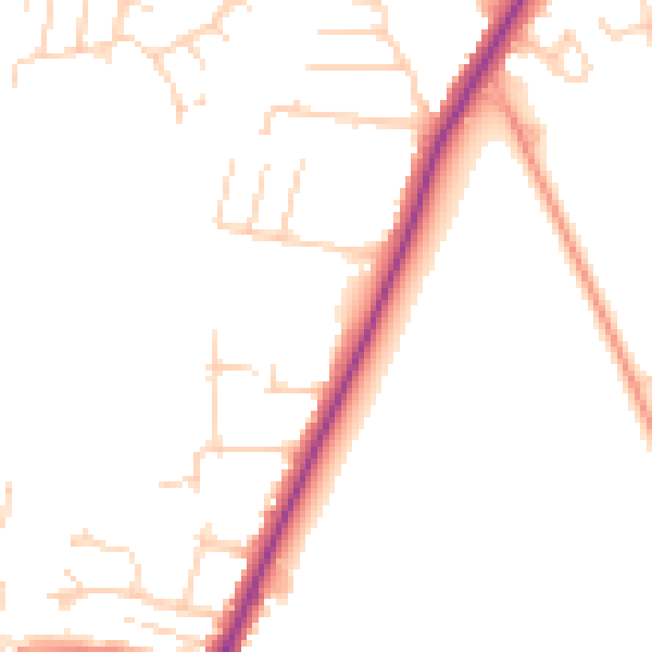 Daytime road noise heatmap for YO24 1ET