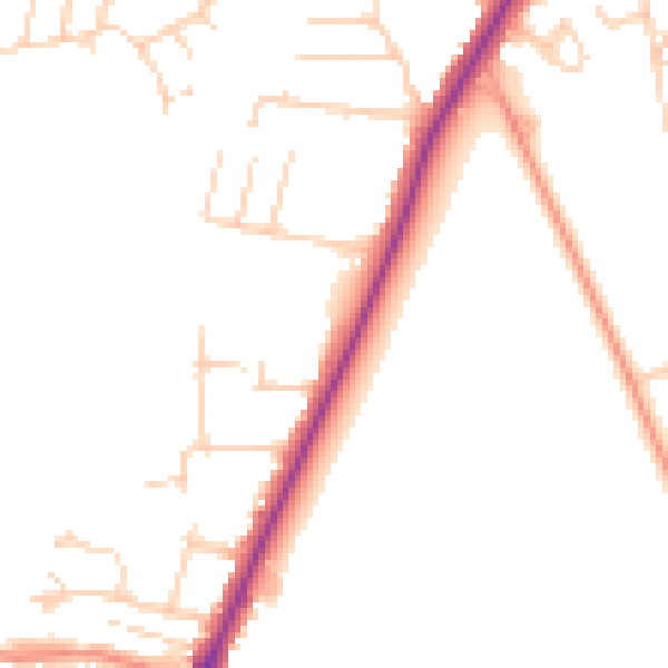 Daytime road noise heatmap for YO24 1EU