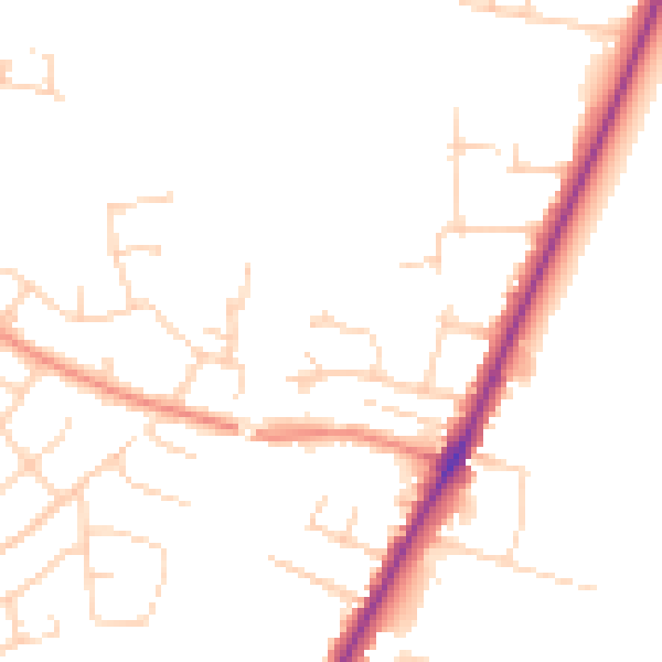 Daytime road noise heatmap for YO24 1EW