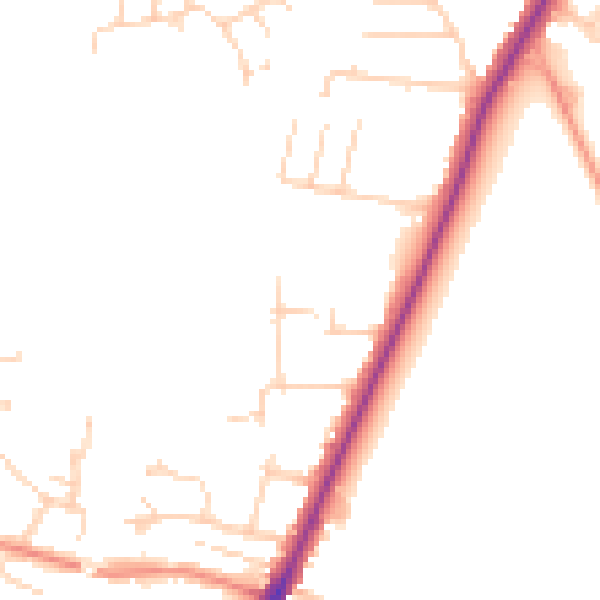 Daytime road noise heatmap for YO24 1HB