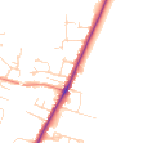 Daytime road noise heatmap for YO24 1LH