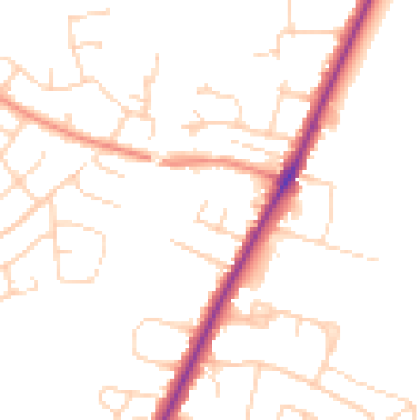 Daytime road noise heatmap for YO24 1LJ