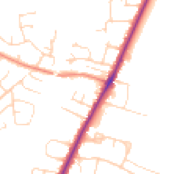 Daytime road noise heatmap for YO24 1LL
