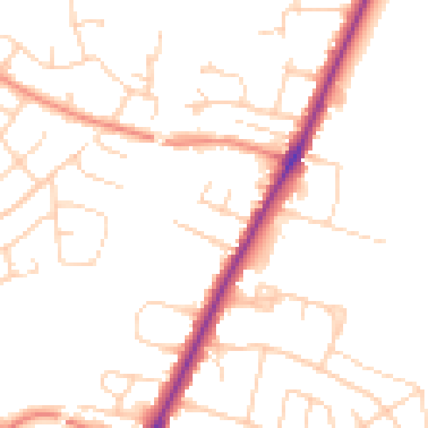Daytime road noise heatmap for YO24 1LN