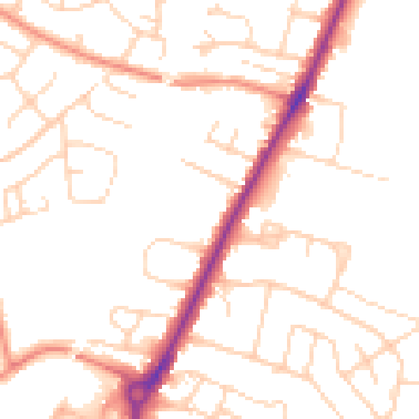 Daytime road noise heatmap for YO24 1LT
