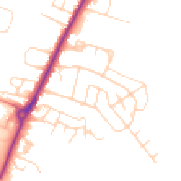 Daytime road noise heatmap for YO24 1NF