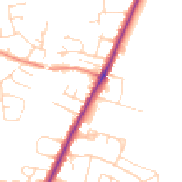 Daytime road noise heatmap for YO24 1QA