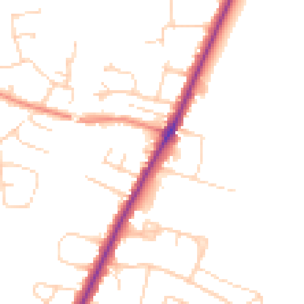 Daytime road noise heatmap for YO24 1QD