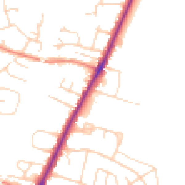 Daytime road noise heatmap for YO24 1QH