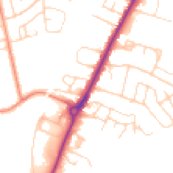 Daytime road noise heatmap for YO24 1QN