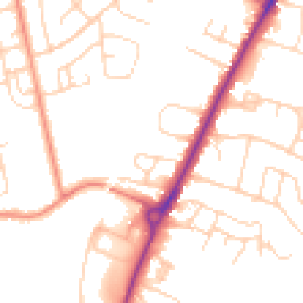 Daytime road noise heatmap for YO24 1QP