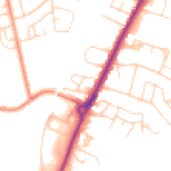 Daytime road noise heatmap for YO24 1QR