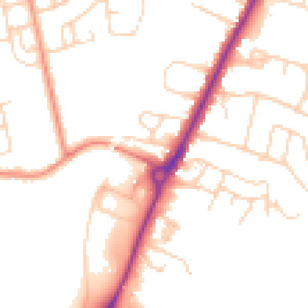 Daytime road noise heatmap for YO24 1QS