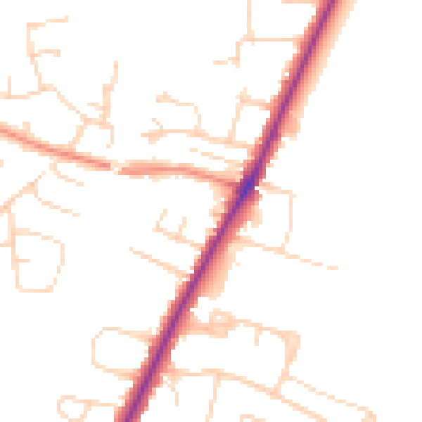 Daytime road noise heatmap for YO24 1QU