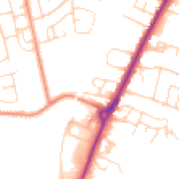 Daytime road noise heatmap for YO24 1QZ