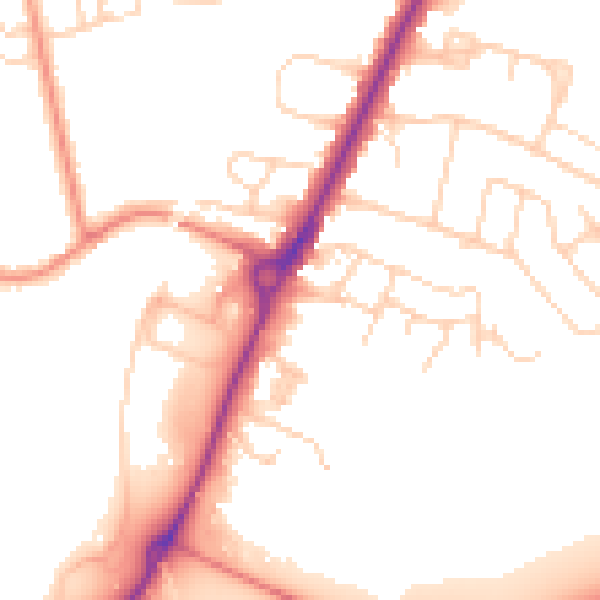 Daytime road noise heatmap for YO24 1UB