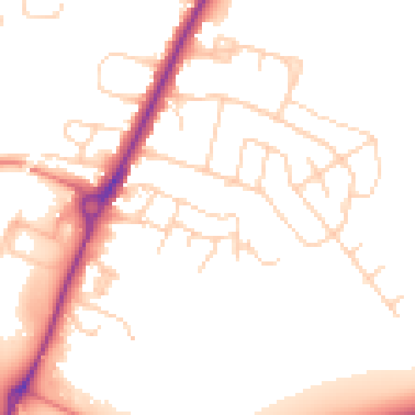 Daytime road noise heatmap for YO24 1UJ