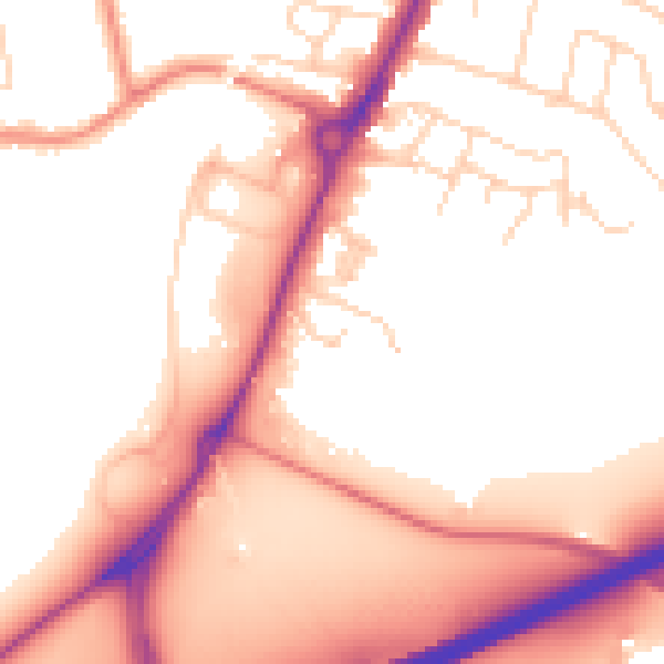 Daytime road noise heatmap for YO24 1XE