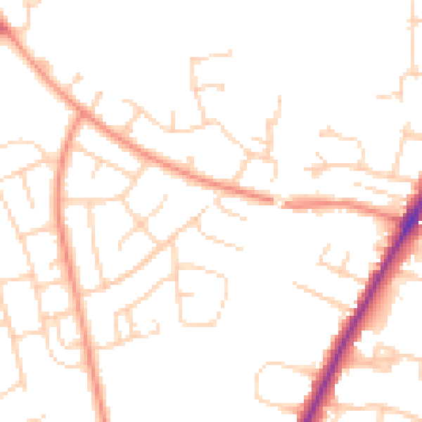 Daytime road noise heatmap for YO24 2HY