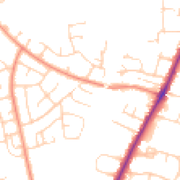 Daytime road noise heatmap for YO24 2HZ