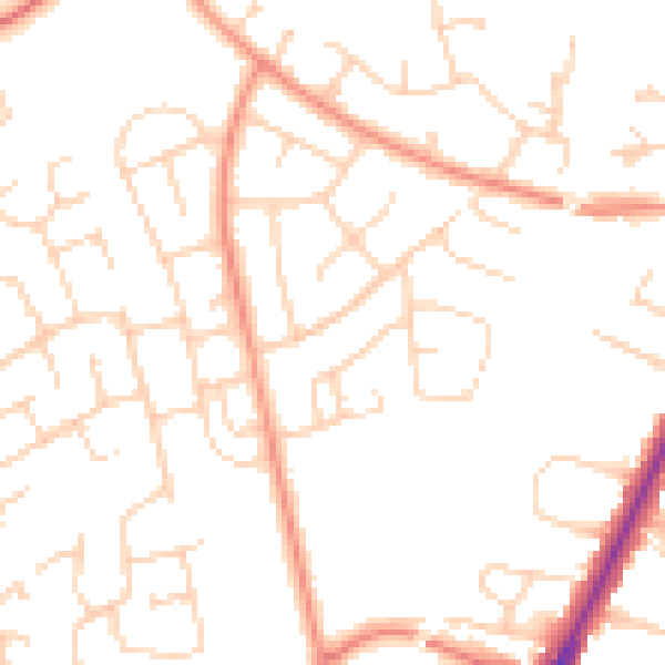 Daytime road noise heatmap for YO24 2JB