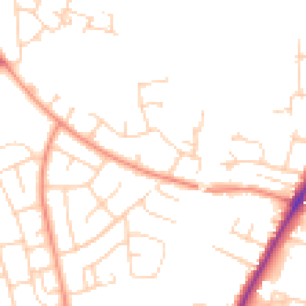Daytime road noise heatmap for YO24 2NN